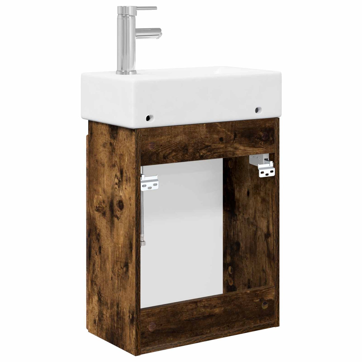 Bathroom Vanity Unit with Tap Smoked Oak 45.5 x 25.5 x 84 cm