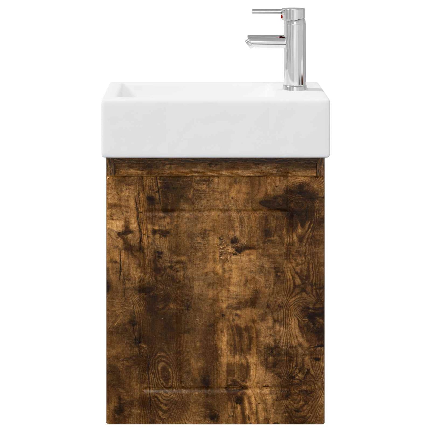 Bathroom Vanity Unit with Tap Smoked Oak 45.5 x 25.5 x 84 cm