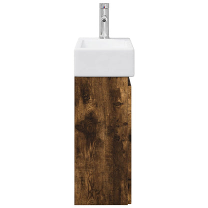 Bathroom Vanity Unit with Tap Smoked Oak 45.5 x 25.5 x 84 cm