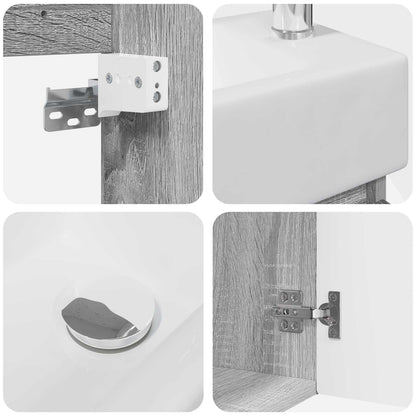 Bathroom Vanity Unit with Tap Grey Sonoma 45.5 x 25.5 x 84 cm