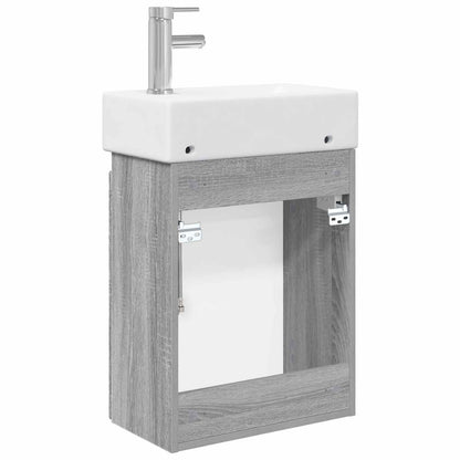 Bathroom Vanity Unit with Tap Grey Sonoma 45.5 x 25.5 x 84 cm