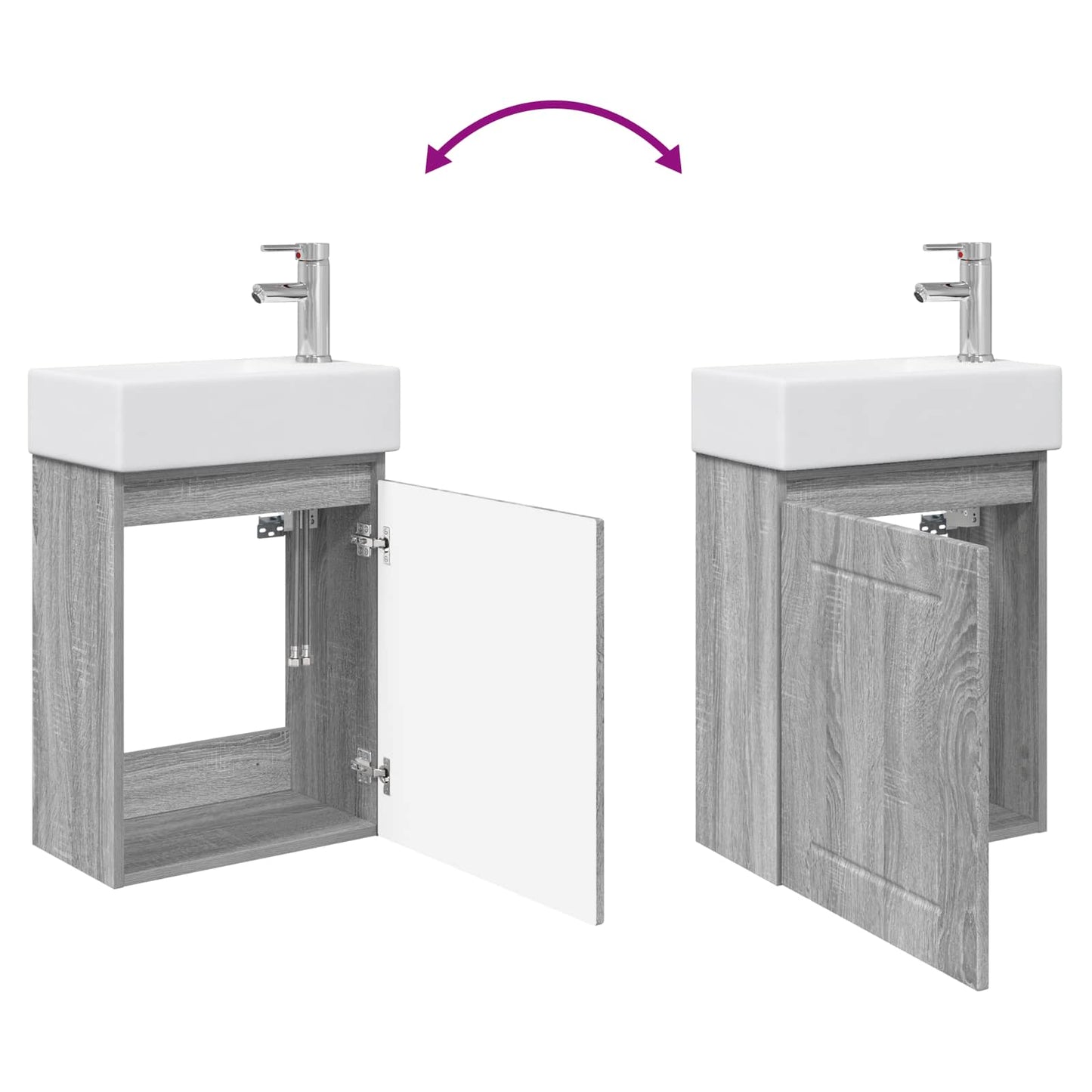 Bathroom Vanity Unit with Tap Grey Sonoma 45.5 x 25.5 x 84 cm