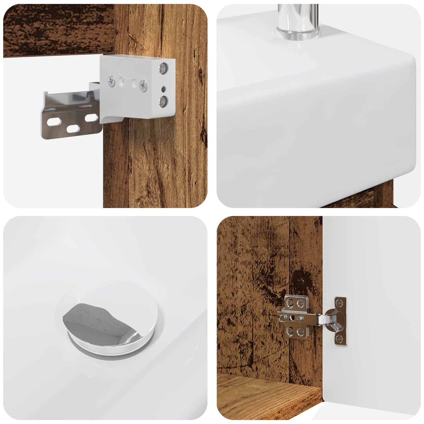 Bathroom Vanity Unit with Tap Old Wood 45.5 x 25.5 x 84 cm