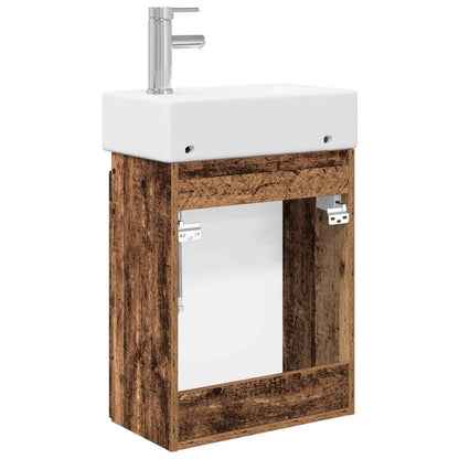 Bathroom Vanity Unit with Tap Old Wood 45.5 x 25.5 x 84 cm