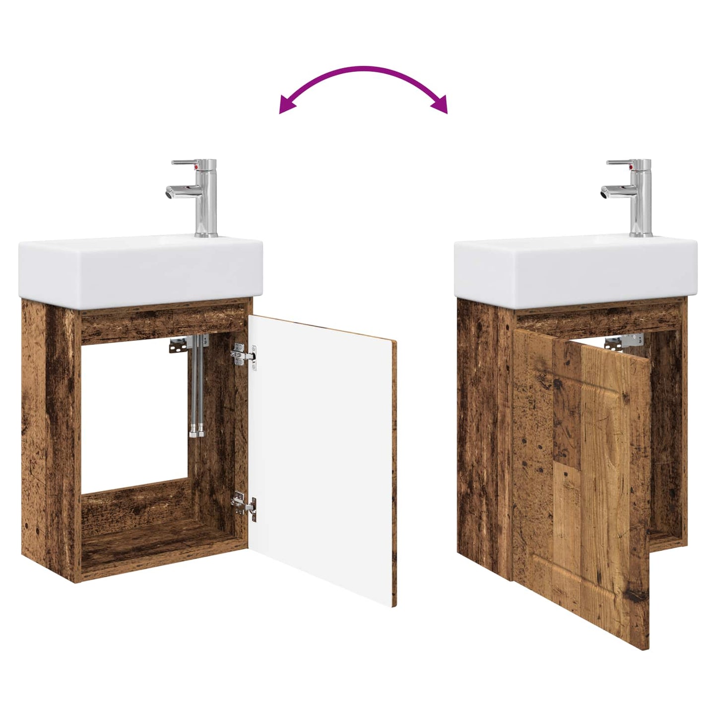Bathroom Vanity Unit with Tap Old Wood 45.5 x 25.5 x 84 cm
