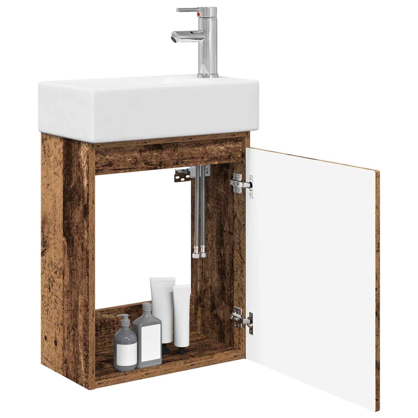 Bathroom Vanity Unit with Tap Old Wood 45.5 x 25.5 x 84 cm