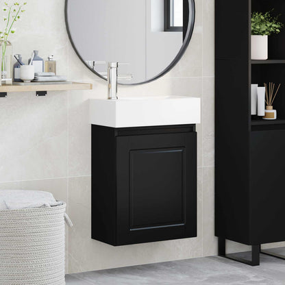 Bathroom Vanity Unit with Tap Black 45.5 x 22.5 x 84 cm