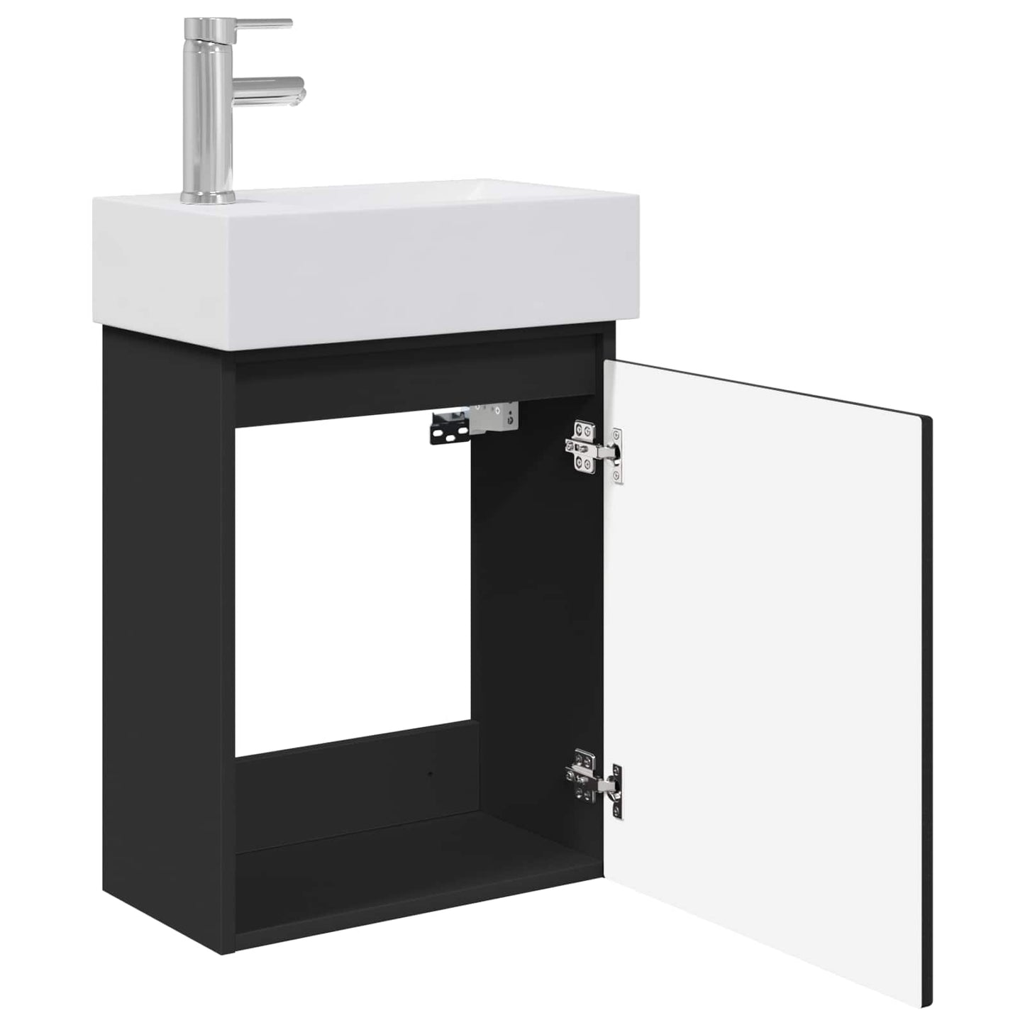 Bathroom Vanity Unit with Tap Black 45.5 x 22.5 x 84 cm