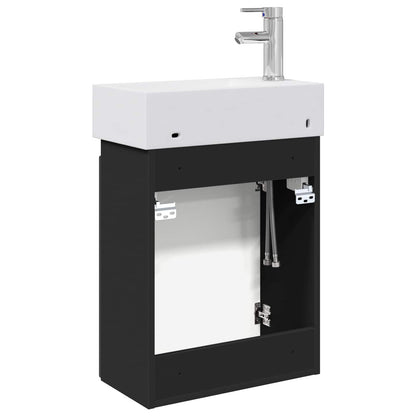 Bathroom Vanity Unit with Tap Black 45.5 x 22.5 x 84 cm
