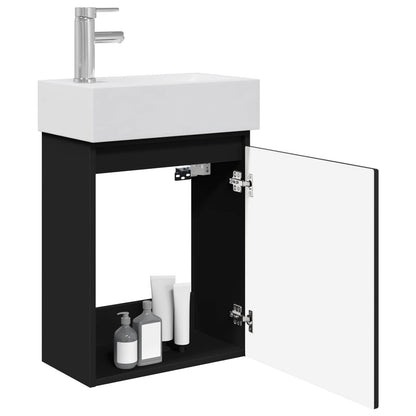 Bathroom Vanity Unit with Tap Black 45.5 x 22.5 x 84 cm