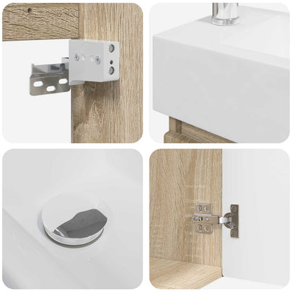 Bathroom Vanity Unit with Tap Sonoma Oak 45.5 x 22.5 x 84 cm
