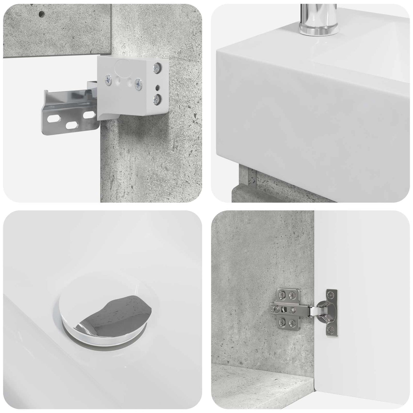 Bathroom Vanity Unit with Tap Concrete Grey 45.5 x 22.5 x 84 cm