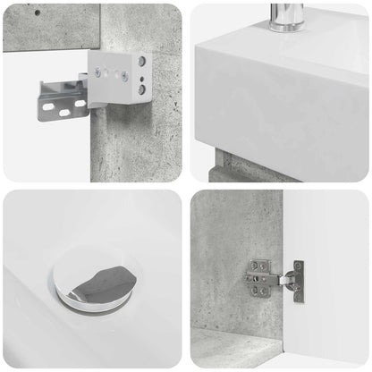 Bathroom Vanity Unit with Tap Concrete Grey 45.5 x 22.5 x 84 cm