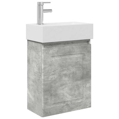 Bathroom Vanity Unit with Tap Concrete Grey 45.5 x 22.5 x 84 cm