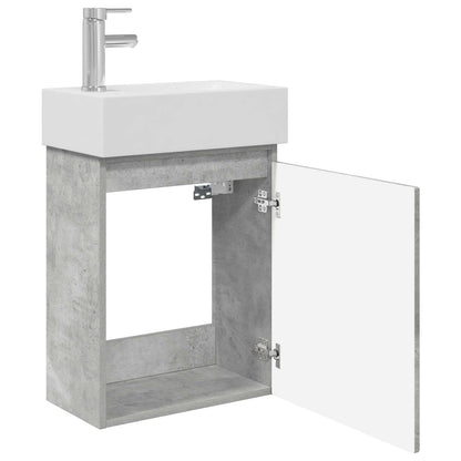 Bathroom Vanity Unit with Tap Concrete Grey 45.5 x 22.5 x 84 cm