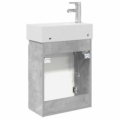 Bathroom Vanity Unit with Tap Concrete Grey 45.5 x 22.5 x 84 cm