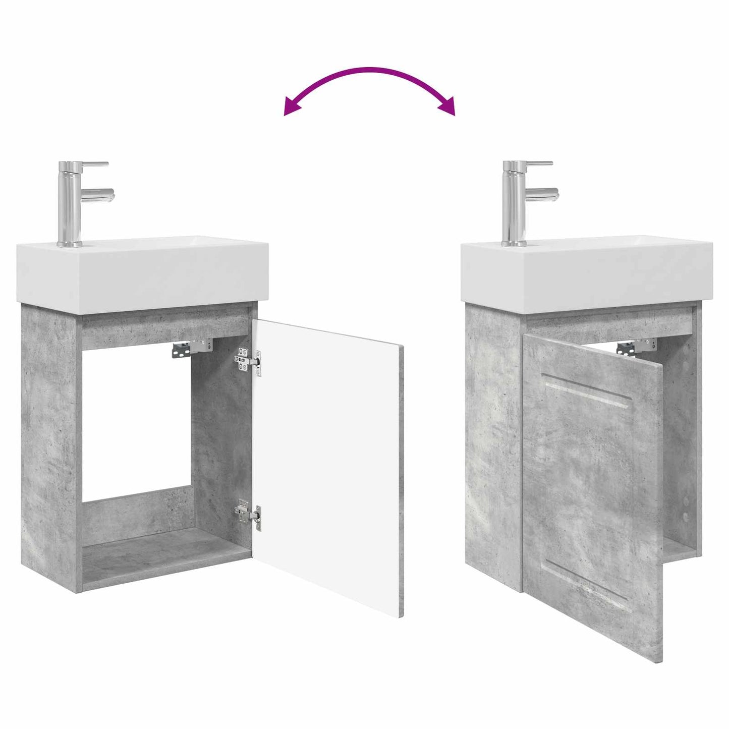 Bathroom Vanity Unit with Tap Concrete Grey 45.5 x 22.5 x 84 cm