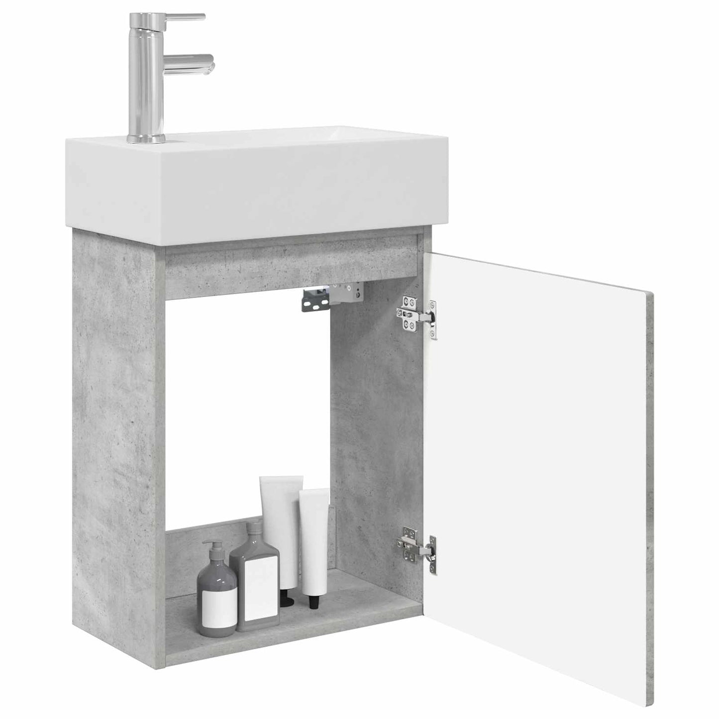 Bathroom Vanity Unit with Tap Concrete Grey 45.5 x 22.5 x 84 cm