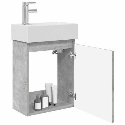 Bathroom Vanity Unit with Tap Concrete Grey 45.5 x 22.5 x 84 cm