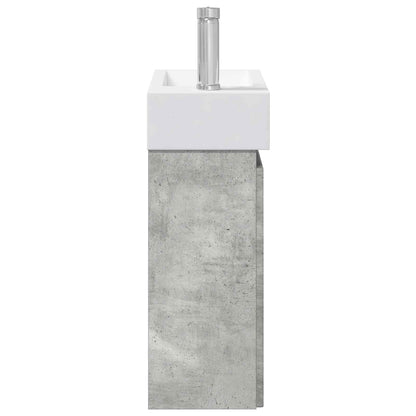 Bathroom Vanity Unit with Tap Concrete Grey 45.5 x 22.5 x 84 cm