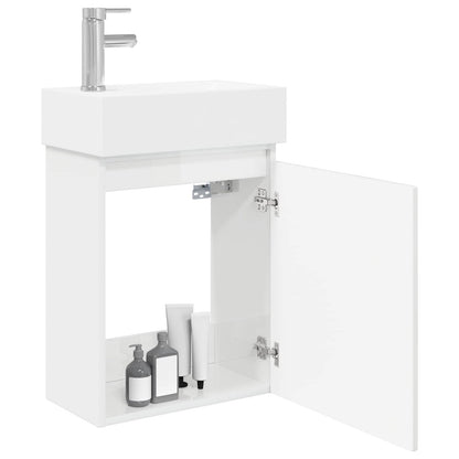 Bathroom Vanity Unit with Tap High Gloss White