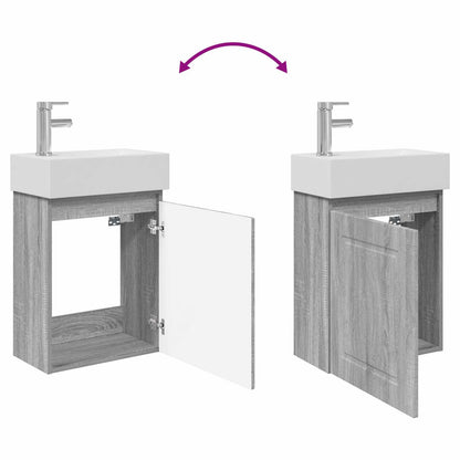 Bathroom Vanity Unit with Tap Grey Sonoma 45.5 x 22.5 x 84 cm