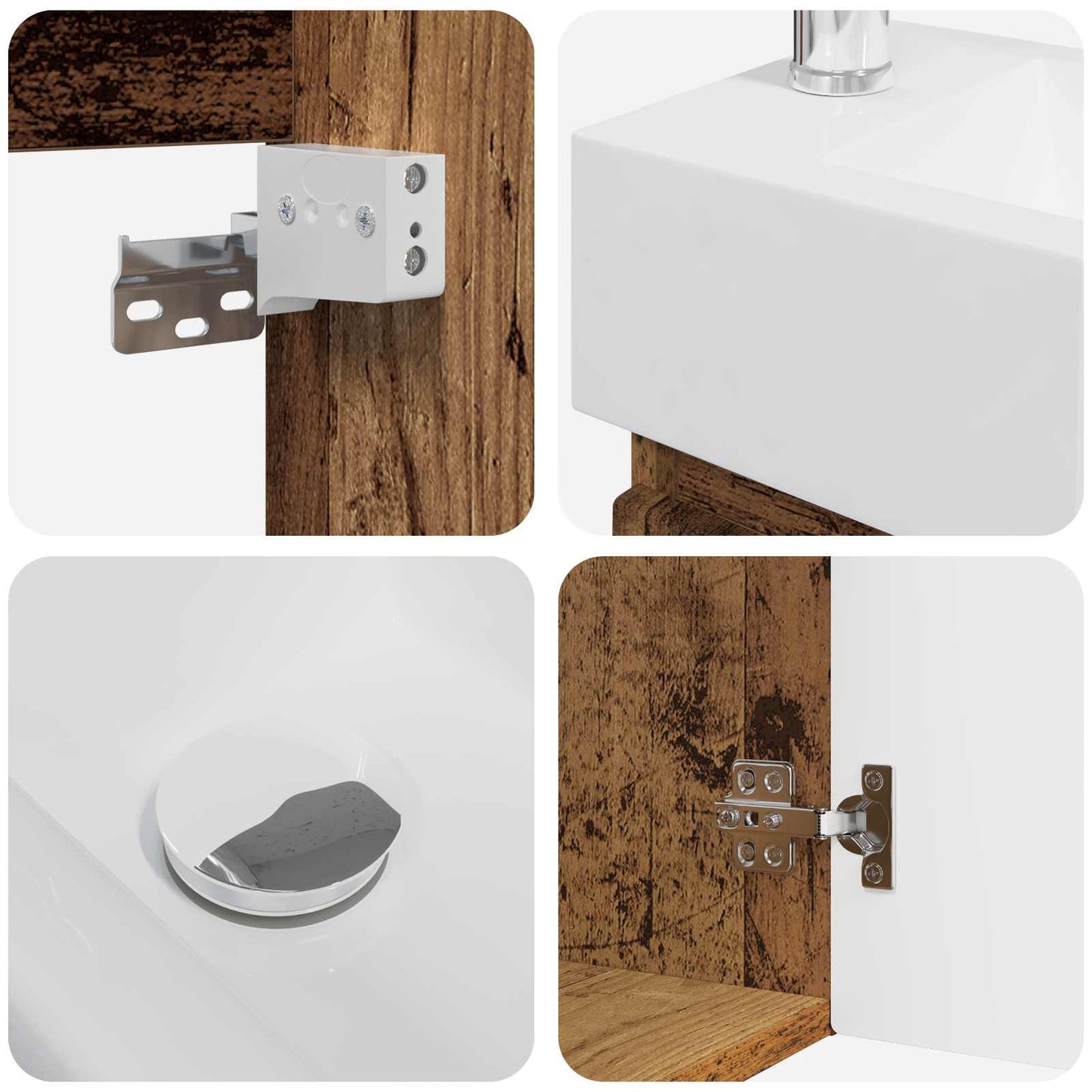 Bathroom Vanity Unit with Tap Old Wood 45.5 x 22.5 x 84 cm