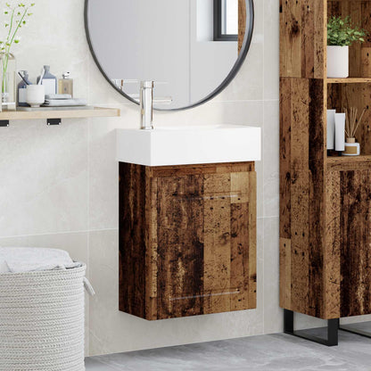 Bathroom Vanity Unit with Tap Old Wood 45.5 x 22.5 x 84 cm