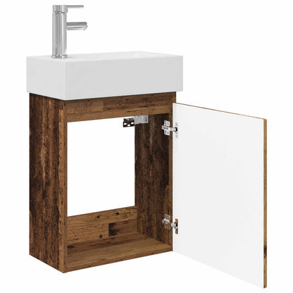 Bathroom Vanity Unit with Tap Old Wood 45.5 x 22.5 x 84 cm