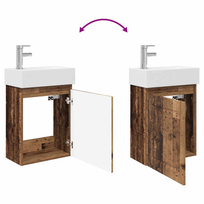 Bathroom Vanity Unit with Tap Old Wood 45.5 x 22.5 x 84 cm