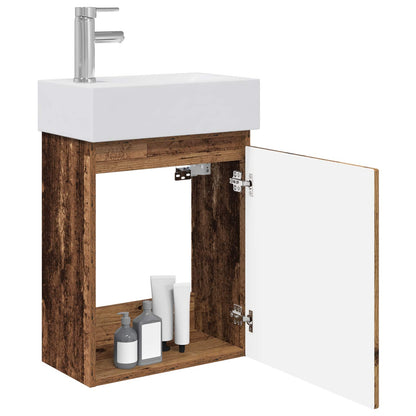 Bathroom Vanity Unit with Tap Old Wood 45.5 x 22.5 x 84 cm