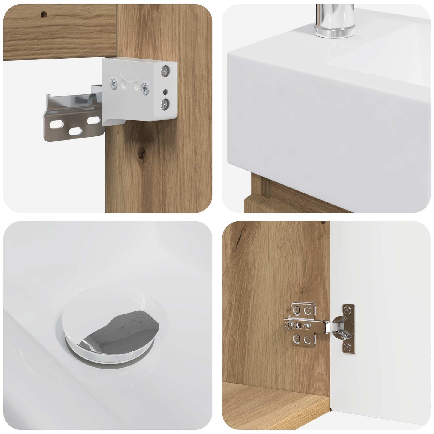 Bathroom Vanity Unit with Tap Artisan Oak 45.5 x 22.5 x 84 cm