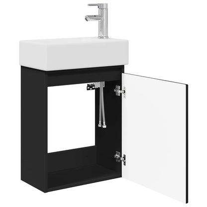 Bathroom Vanity Unit with Tap Black 45.5 x 22.5 x 84 cm
