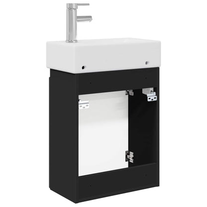 Bathroom Vanity Unit with Tap Black 45.5 x 22.5 x 84 cm