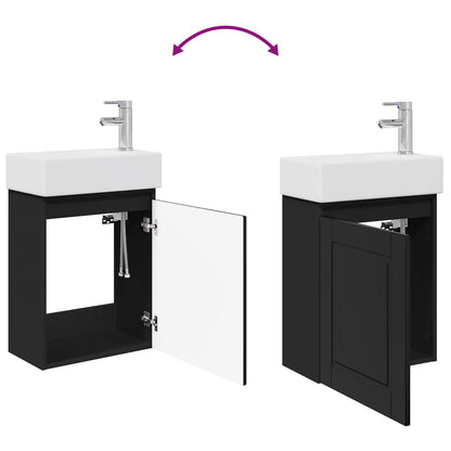 Bathroom Vanity Unit with Tap Black 45.5 x 22.5 x 84 cm