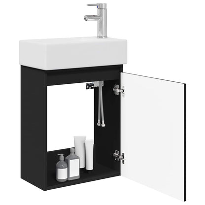 Bathroom Vanity Unit with Tap Black 45.5 x 22.5 x 84 cm