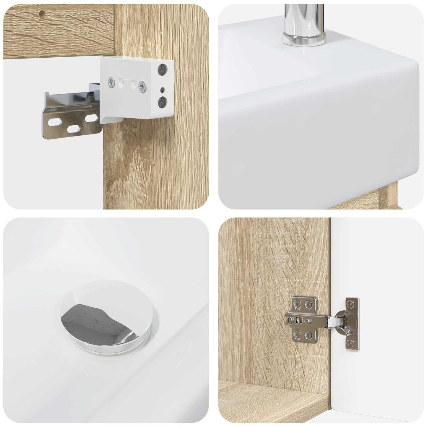 Bathroom Vanity Unit with Tap Sonoma Oak 45.5 x 22.5 x 84 cm