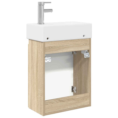 Bathroom Vanity Unit with Tap Sonoma Oak 45.5 x 22.5 x 84 cm