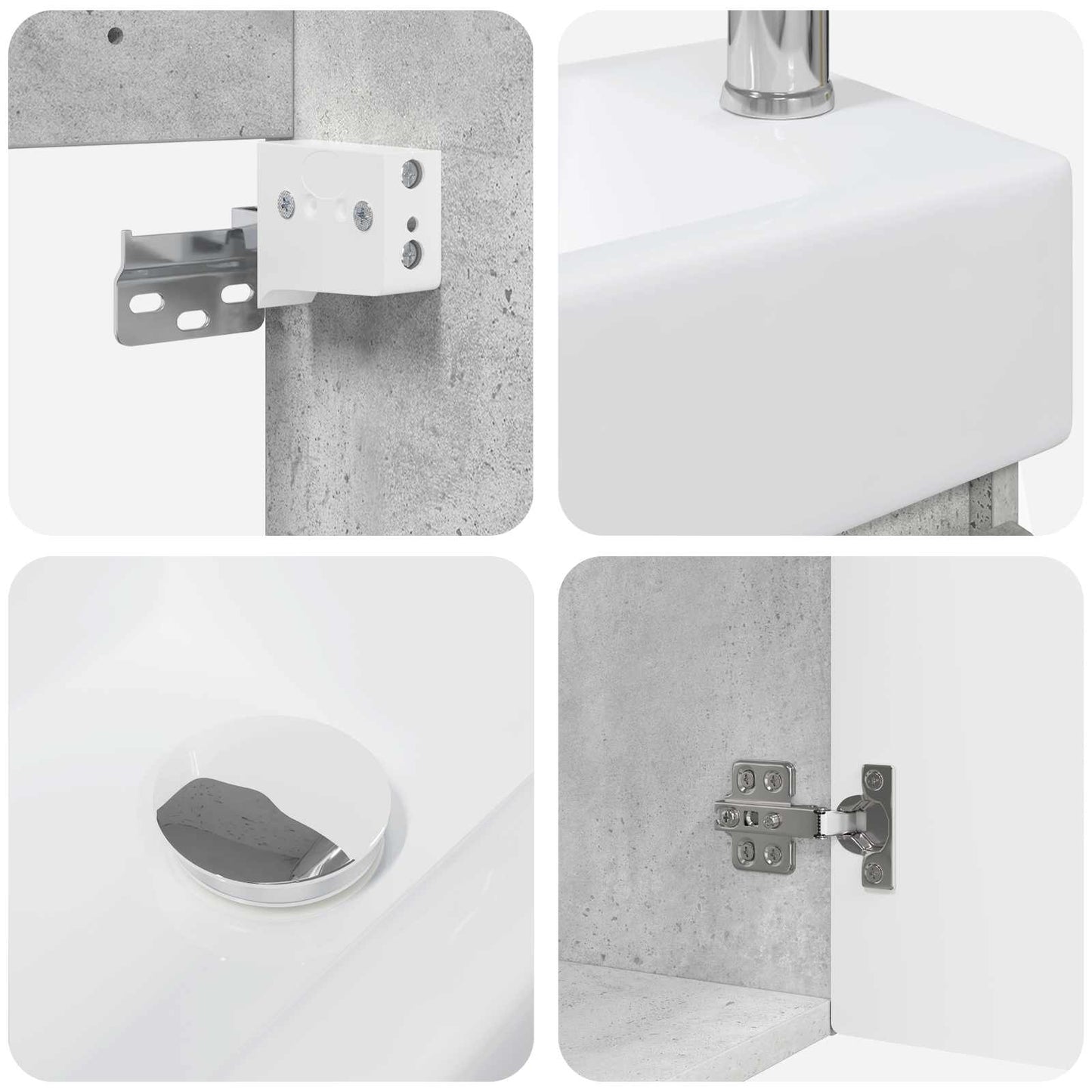 Bathroom Vanity Unit with Tap Concrete Grey 45.5 x 22.5 x 84 cm