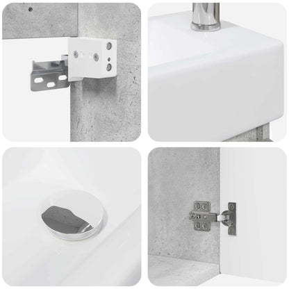 Bathroom Vanity Unit with Tap Concrete Grey 45.5 x 22.5 x 84 cm