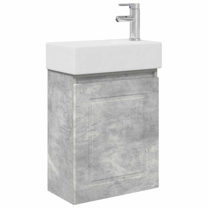Bathroom Vanity Unit with Tap Concrete Grey 45.5 x 22.5 x 84 cm