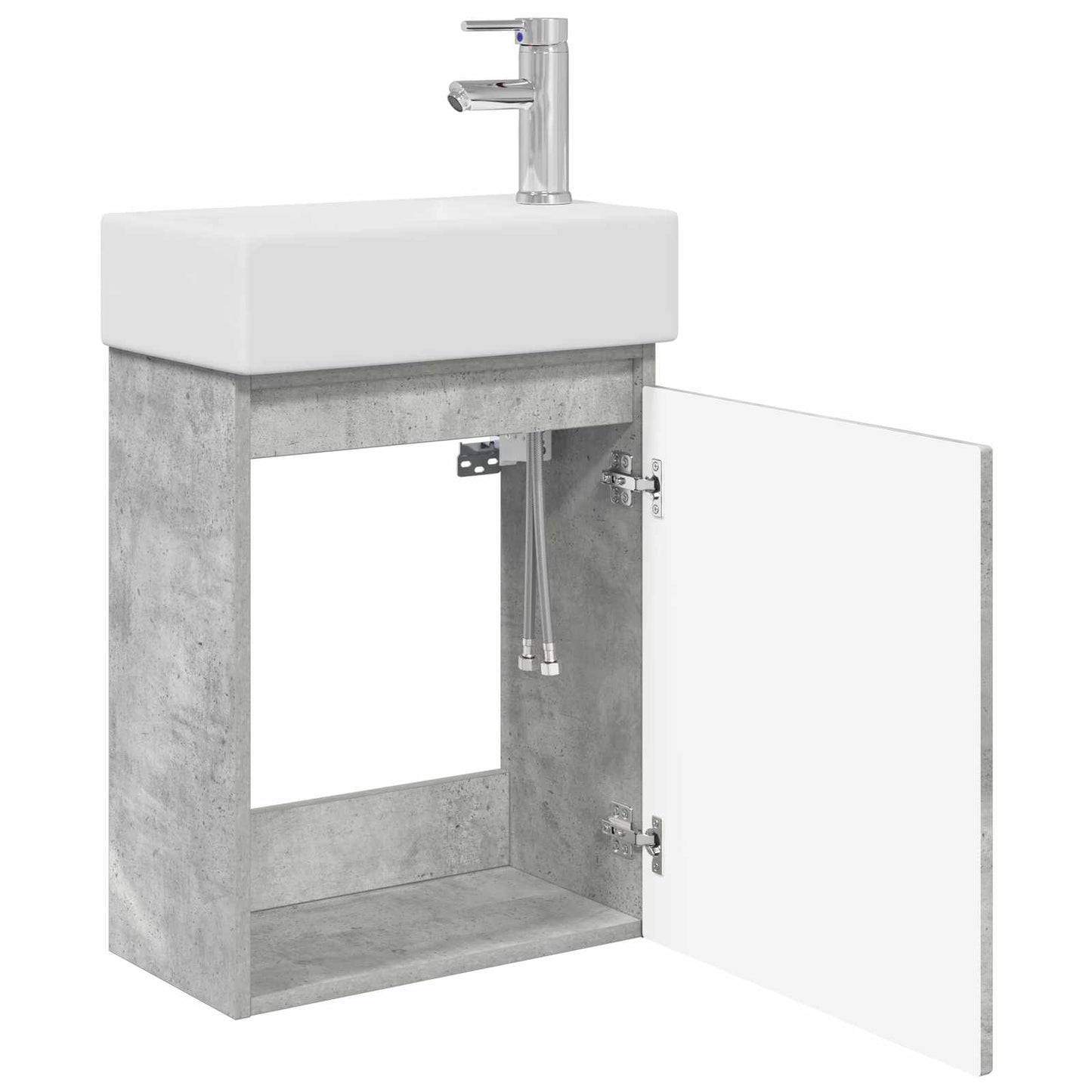 Bathroom Vanity Unit with Tap Concrete Grey 45.5 x 22.5 x 84 cm