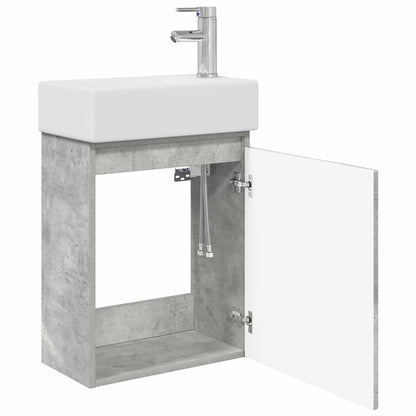 Bathroom Vanity Unit with Tap Concrete Grey 45.5 x 22.5 x 84 cm
