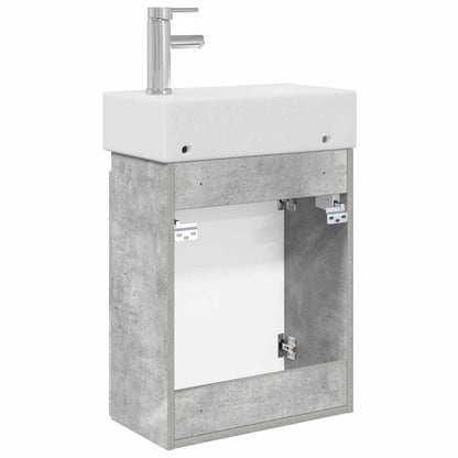 Bathroom Vanity Unit with Tap Concrete Grey 45.5 x 22.5 x 84 cm