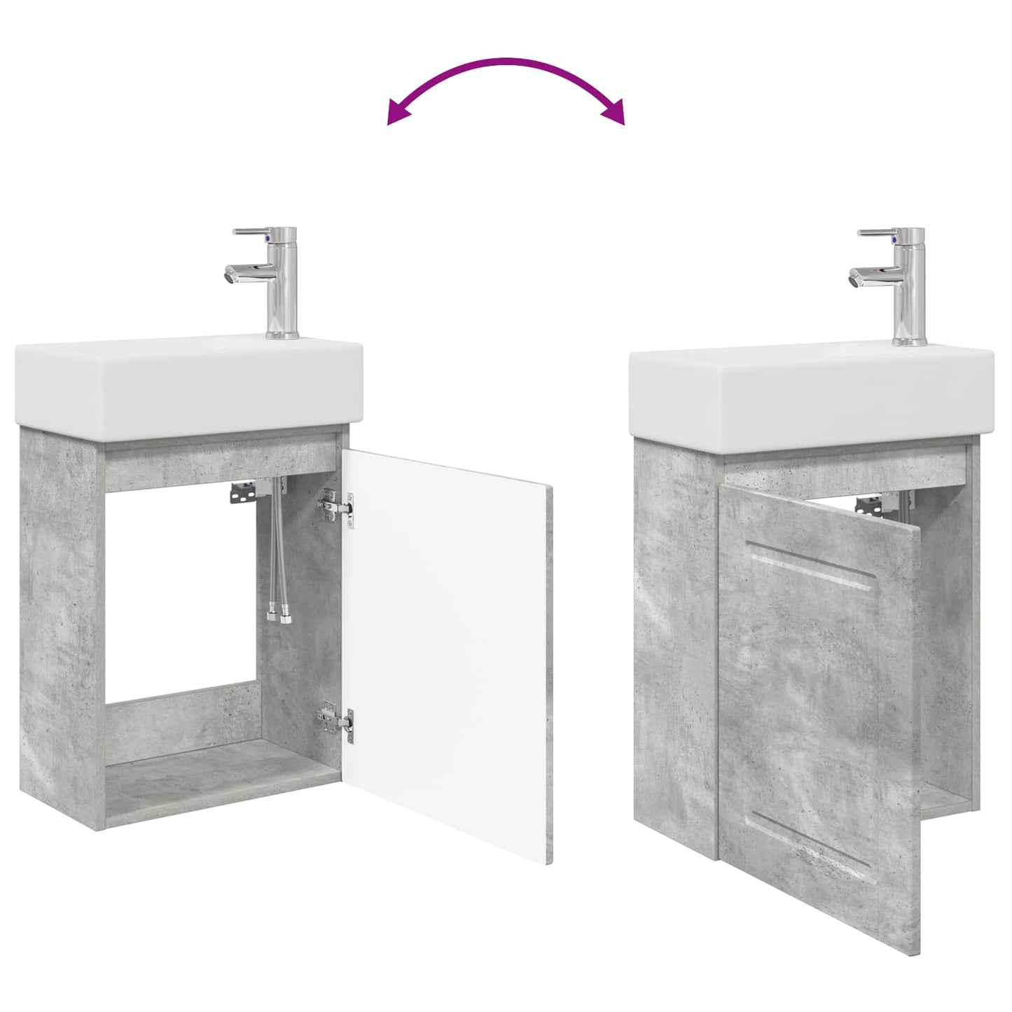 Bathroom Vanity Unit with Tap Concrete Grey 45.5 x 22.5 x 84 cm