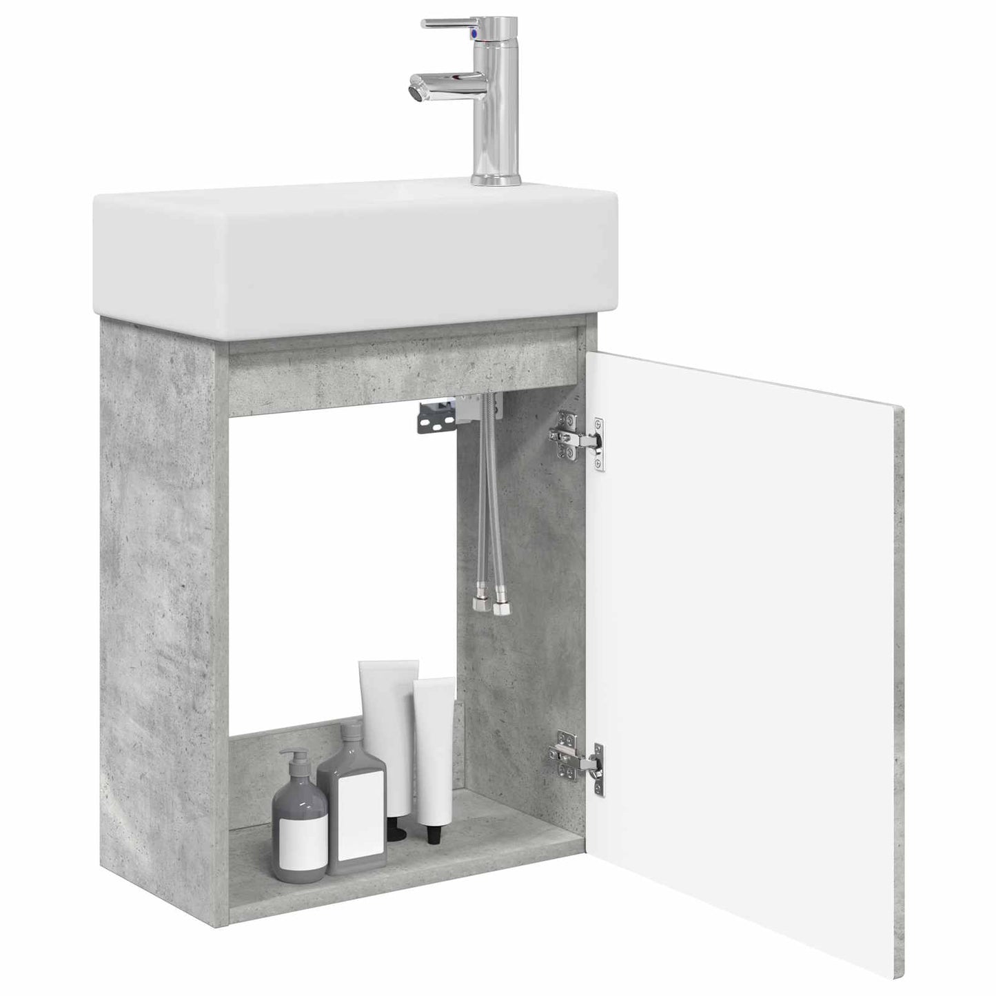 Bathroom Vanity Unit with Tap Concrete Grey 45.5 x 22.5 x 84 cm