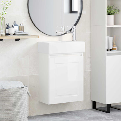 Bathroom Vanity Unit with Tap High Gloss White