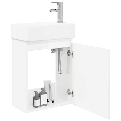 Bathroom Vanity Unit with Tap High Gloss White