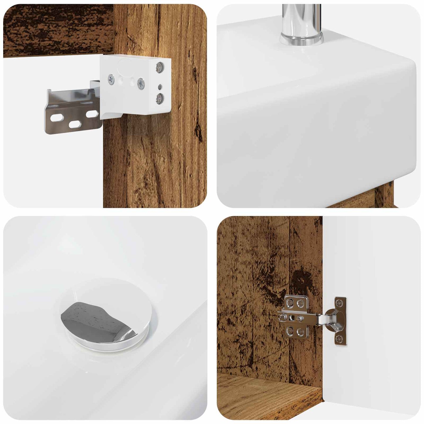 Bathroom Vanity Unit with Tap Old Wood 45.5 x 22.5 x 84 cm