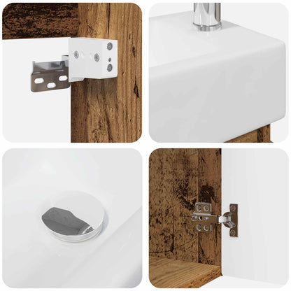 Bathroom Vanity Unit with Tap Old Wood 45.5 x 22.5 x 84 cm